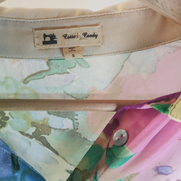 Vintage cotton candy floral sheer sleeveless blouse - Picture 6 of 6